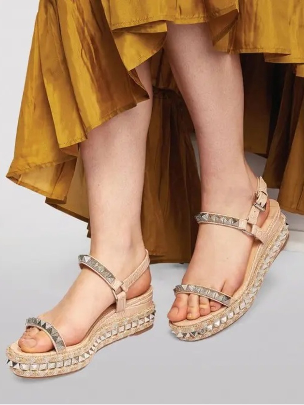 Christian Louboutin Pyraclou Leather Wedge Sandal 60